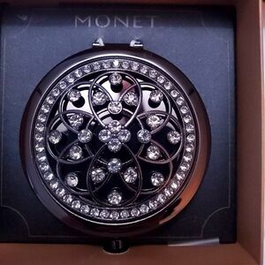Monet Silver Jewelry Compact Mirror